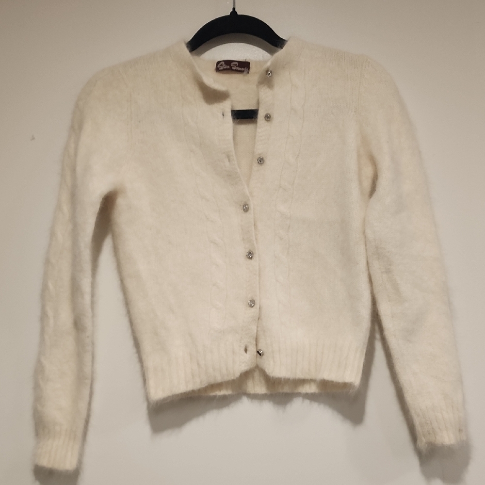 Angora Cream Button-Up Cardigan (XS)